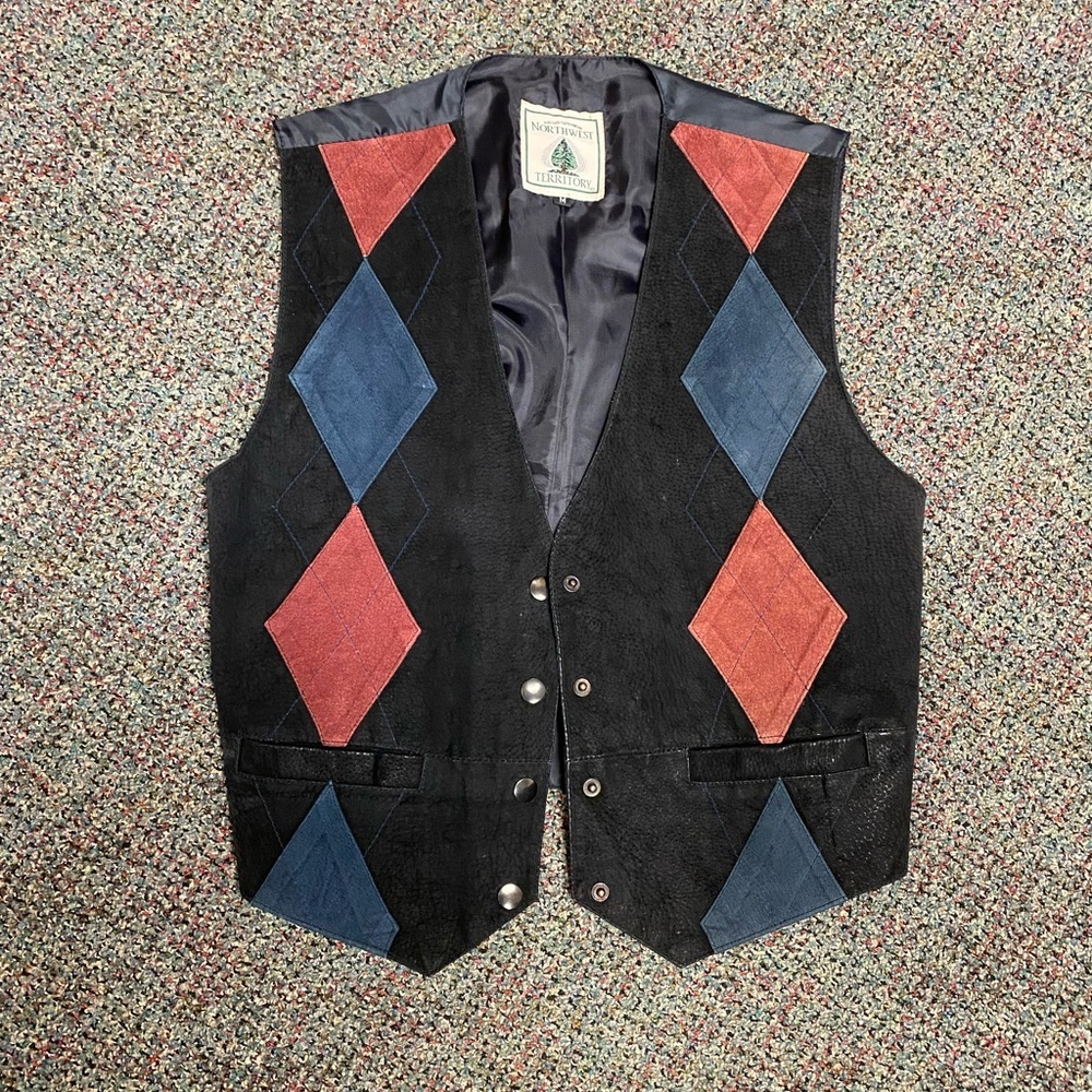 Northwest Territory Vintage Genuine Leather Patchwork Western Vest Size Medium